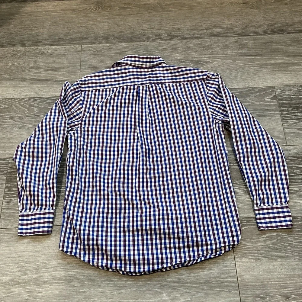 Izod Long Sleeve Plaid Shirt Mens M Blue Purple Cotton Button Down Multicolor